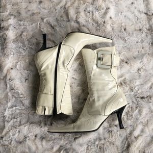 Vintage Italian White Faux Leather Boots